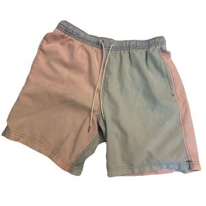 Lands End Seersucker Swim Trunks Mens Size Large Stripe Drawstring Waist Pockets